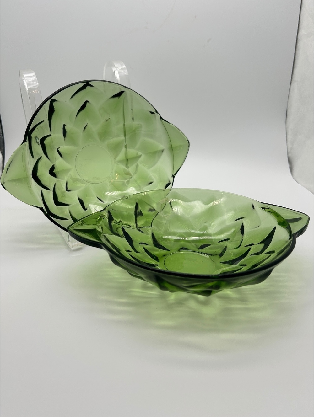 2 Green Vintage Candy/Relish Bowls